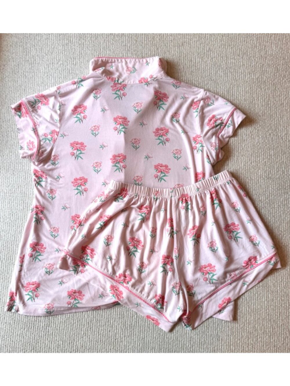 Kyte Baby Sakura Peony Print Pajama Set Adult Size XS Light Pink Bamboo Floral - Picture 4 of 6